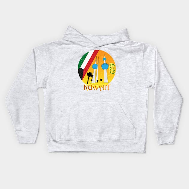 Kuwait City Retro Kids Hoodie by Admair 